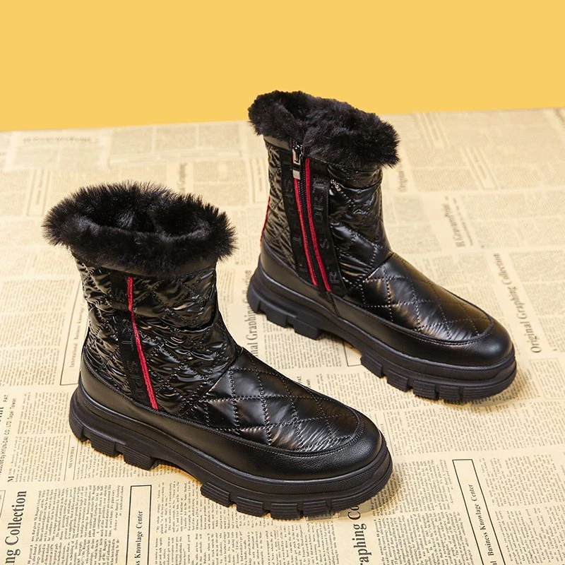 

Теплые женские ботинки на платформе 2022, зимние водонепроницаемые кожаные ботильоны на молнии, женская обувь, женские ботинки