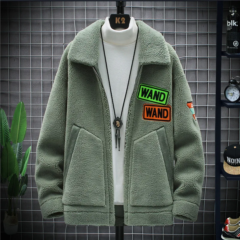 

Men's Lapel Lamb Velvet Winter Warm Jacket Tide Plus Velvet Padded Jacket Loose Fur Coat Chaquetas Hombre Clothes Windbreaker
