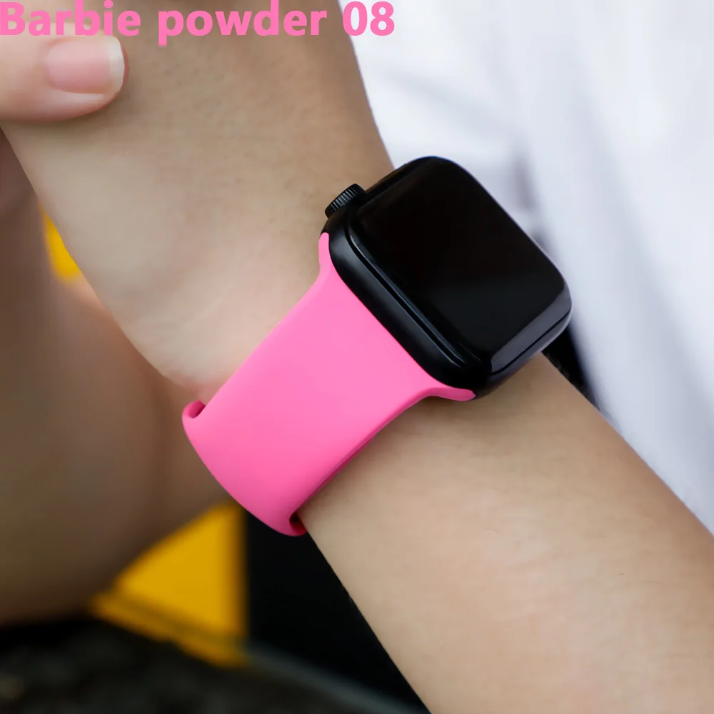Barbie powder 08 Спортивный ремешок для Apple Watch ремешок 44 мм 40 4 3 iwatch ремешок 42 мм 38 мм силиконовый pulseira ремешок для часов Браслет Apple watch 5 ремешок 44 мм - Цвет ремешка: Barbie powder 08
