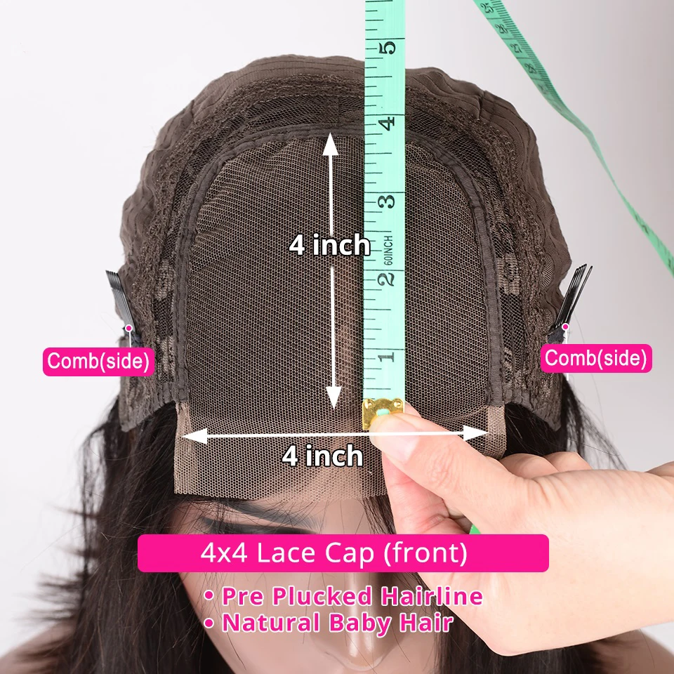 

Human Hair Wigs Body Wave Pre Plucked 150% malaysia Wavy Remy Human Hair 4x4 lace closure Wig For Women