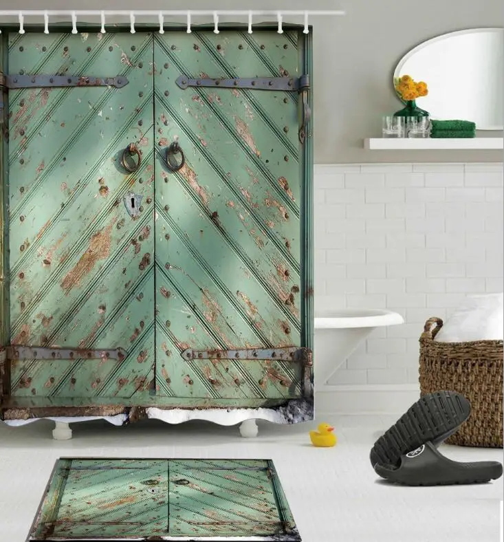 3D принт тканевый фон с изображением деревянной душ Шторы комплект