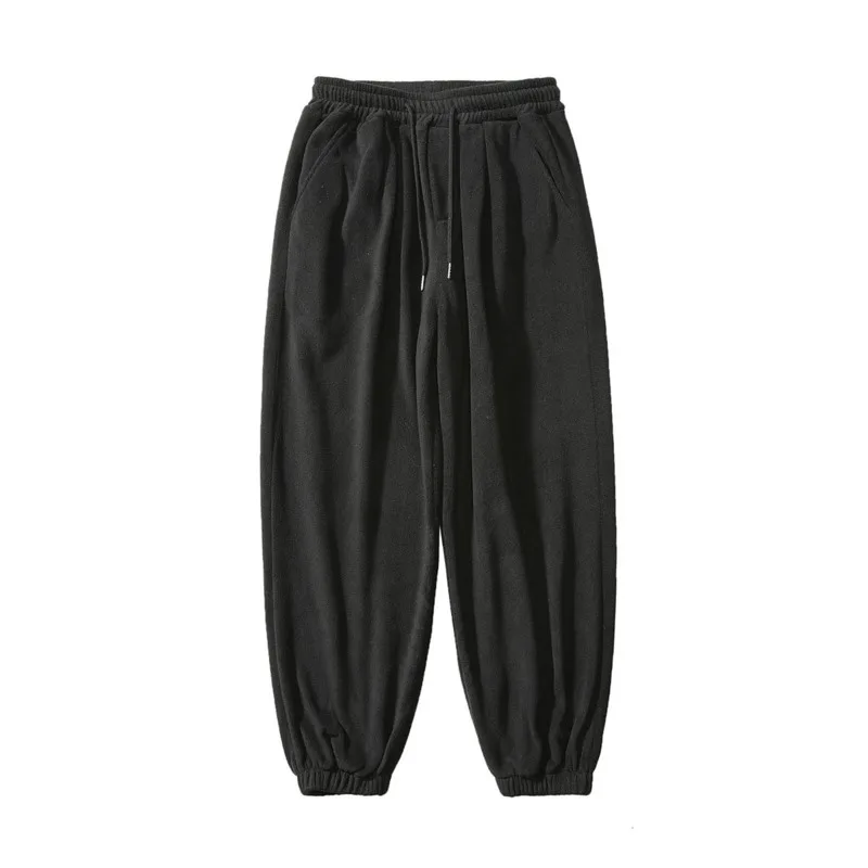 

Winter Plus Cashmere Lamb Wool Pants Men's Warm Fashion Casual Pants Men Streetwear Loose Hip-hop Straight Trousers Mens M-2XL
