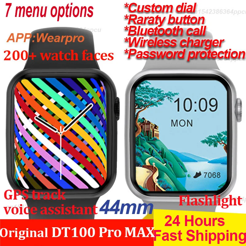 Смарт-часы DT100 Pro MAX мужские водонепроницаемые умные часы с функцией беспроводной