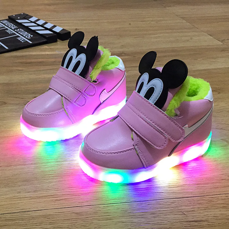 Зимняя детская светящаяся обувь 2019 теплые ботинки для маленьких мальчиков и