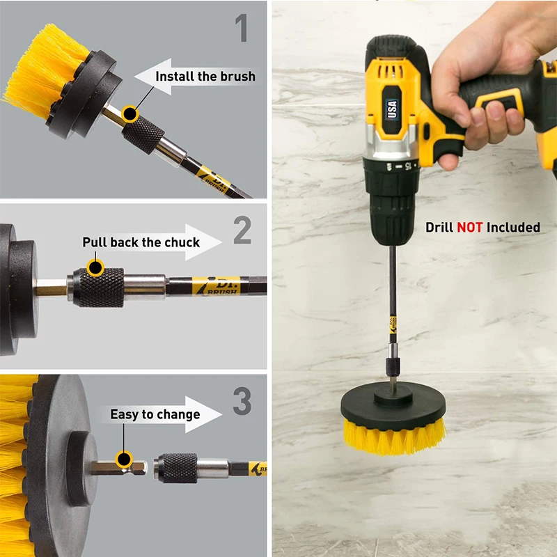 

Drill Scrubber Brush Power Scrubber Brush Set For Bathroom For Cleaning Cordless Drill Attachment Kit Power Scrub Brush