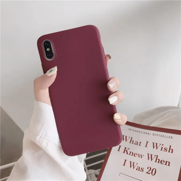 Чехол конфетного цвета для Xiaomi mi A3 A2 mi 8 Lite Red mi Примечание 7 5 плюс 7A 6A силиконовый чехол для Xiaomi mi 9 se cc9e 9t k20 Pro Чехол - Цвет: Wine Red