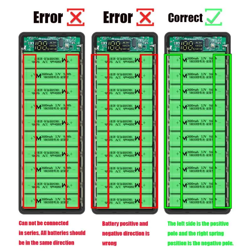 

Type C USB Battery Storage Box DIY 10x18650 Mobile Power Bank Shell Mobile Phone Charger Case Compatible With 99% USB Devices