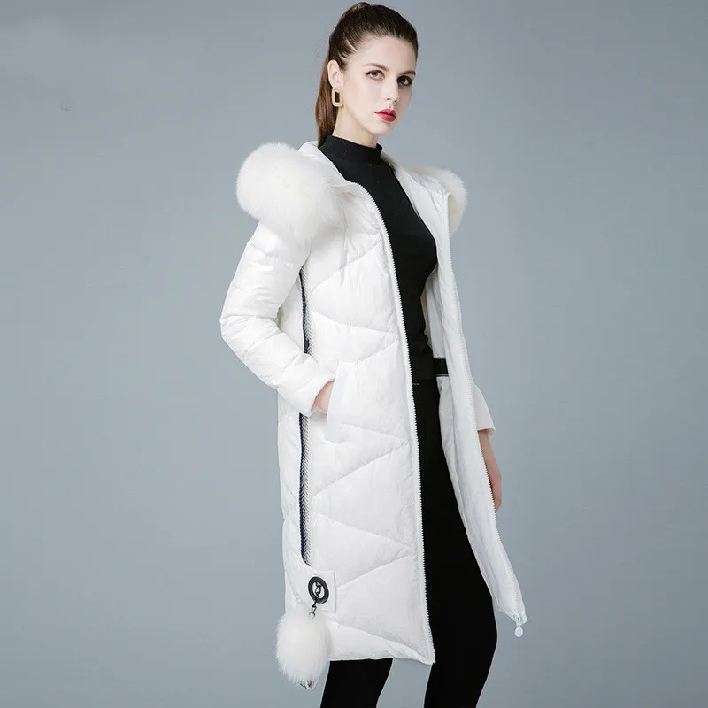 2020 новый бренд женский пуховик большой Лисий мех с капюшоном одежда корейский