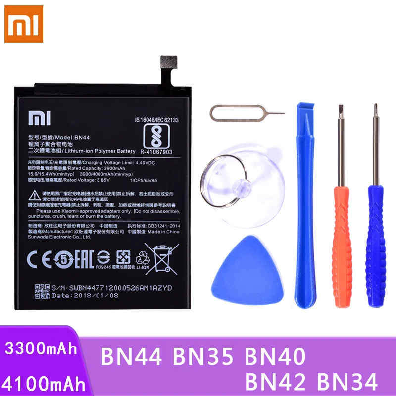Оригинальный аккумулятор BN44 BN35 BN40 BN42 BN34 для Xiaomi Redmi 5 Plus 5A 4Pro литий полимерные