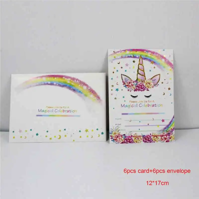 Карточка с единорогом для приглашений карточка вечеринки в честь Дня рождения