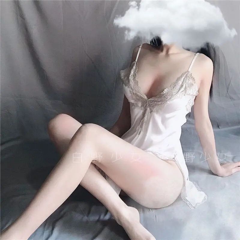

Женское нижнее белье, сексуальное нижнее белье, порно, кружевная ночная сорочка с вышивкой и V-образным вырезом, платье для сна для молодых д...