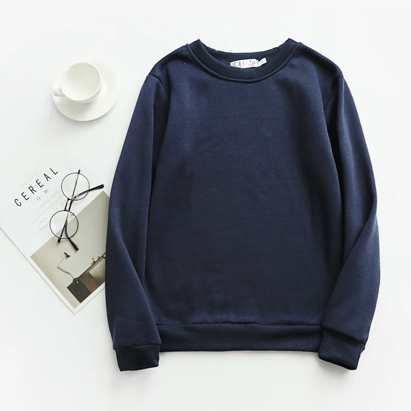 

Autumn and Winter Plus Size Velvet Thick Men's and Women's Hoodies Korean O-neck Loose Student Sweatshirts Solid Team Uniform