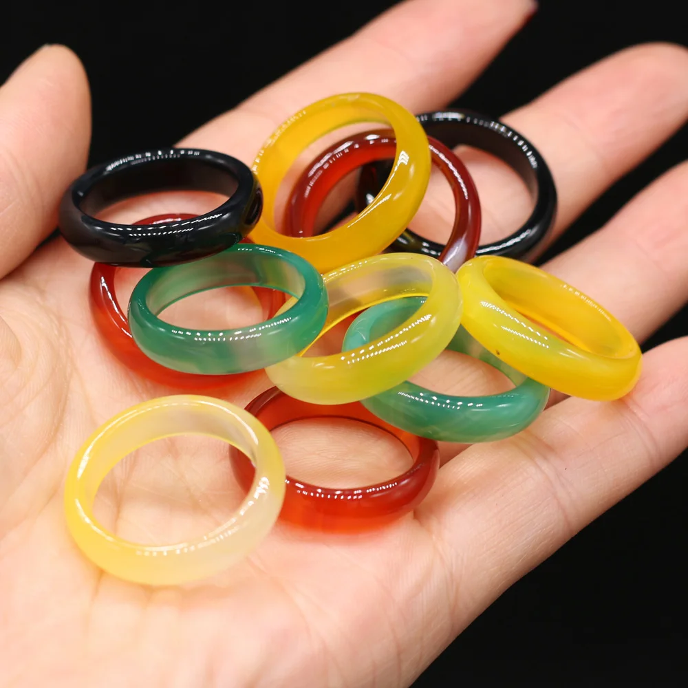 

Natural stone rings jewelry a diversity of stones two kinds of models Unisex Circle Natural Stone Finger Rings charms