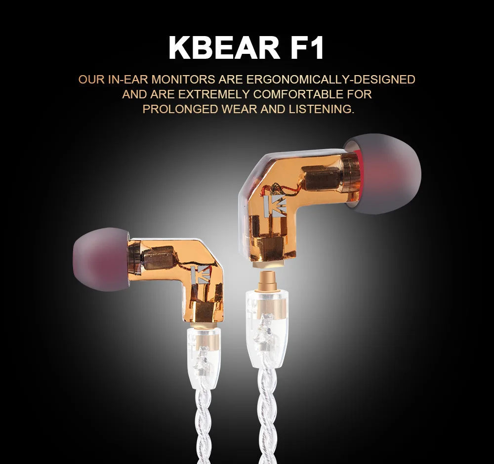KBEAR F1 в ухо наушник 1 сбалансированный арматурный драйвер высокого класса HIFI бас гарнитура монитор dj наушники