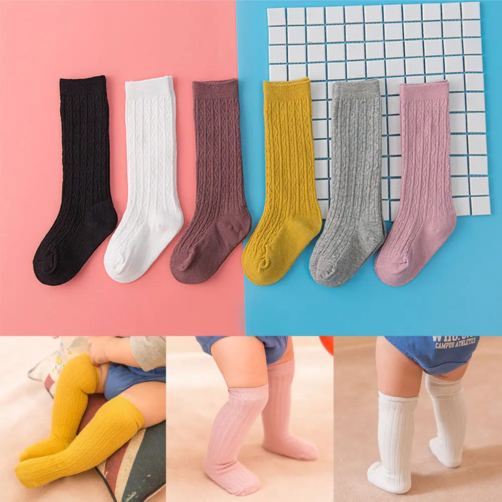 Новые брендовые милые чулки по колено для мальчиков и девочек хлопковые теплые