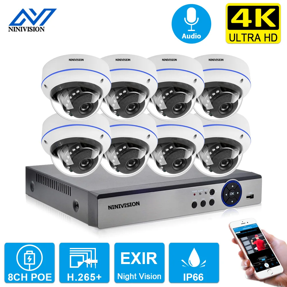 

8CH 4K POE NVR Kit Security Camera System 8MP 5MP 4MP IR Outdoor CCTV Dome POE IP Camera Video Surveillance Set Onvif XMEYE