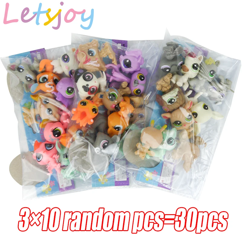30pcs 30-90 шт. Рождественская игрушка подарок мини питомец Пони лошадь littlest куклы игрушки для детей милый питомец кошка Магазин фигурки подарки для девочки - Цвет: 30pcs