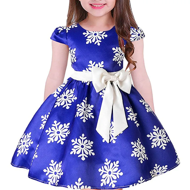 Рождественское платье для маленьких девочек праздничное принцессы с принтом