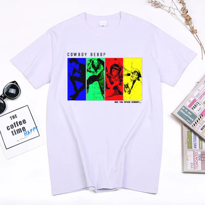 

90s Anime Cowboy Bebop Tshirt Men Women Hot Sale Manga White Tops Summer Streetwear Summer Harajuku Female Hip Hop Hipster Tee