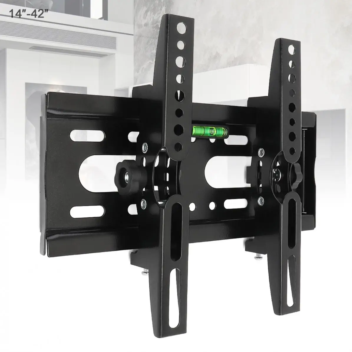 

25KG Adjustable TV Wall Mount Bracket Flat Panel TV Frame Support 15 Degrees Tilt with Level for 14 - 42 Inch LCD LED Monitor