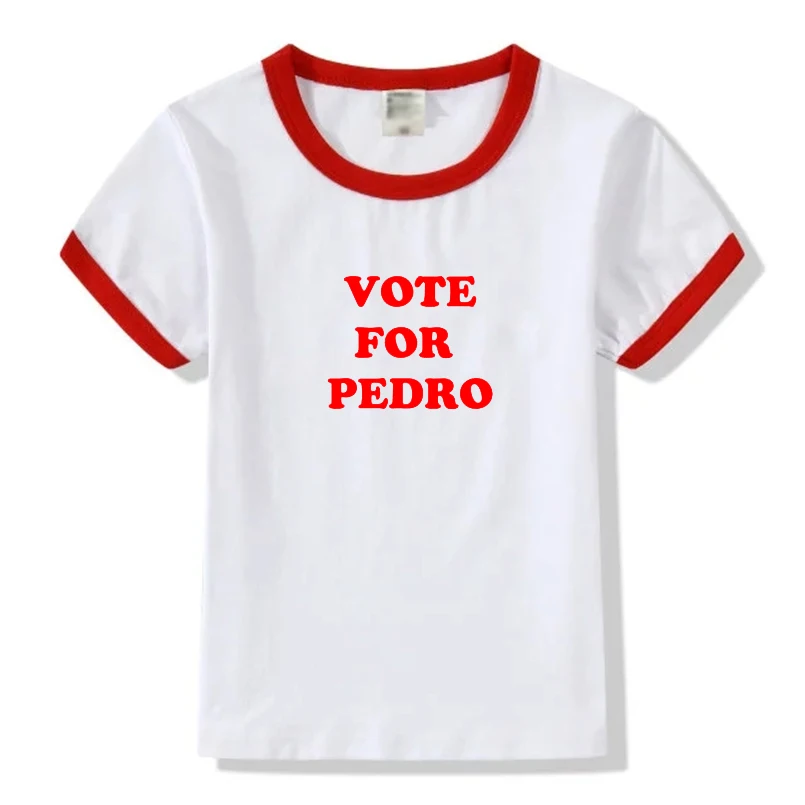 

VOTE FOR PEDRO Tshirt Ringer Letter Print Tee Fashion Unisex Cotton Plus Size Tops Crewneck Short Sleeve Graphic Hipster Tshirts