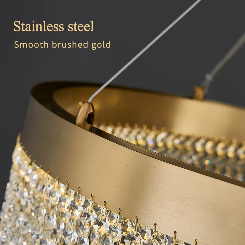 

Modern Luxury Golden Crystal Chandelier Round Indoor Living Dining Room Kitchen Island Bedroom Lamp LED Home Decoration Light Fi