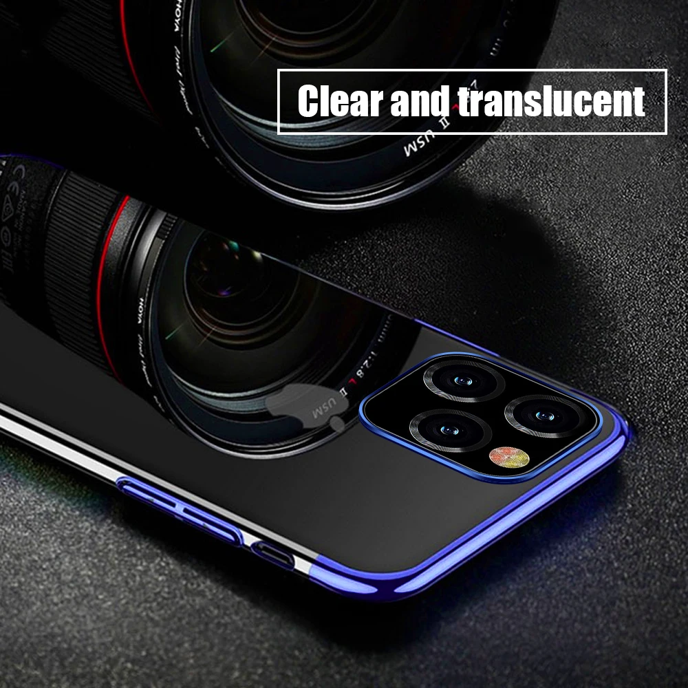 Luxury Soft Laser Plating Phone Case For iphone 11 pro max Clear ultra thin Protective Cover 2019 Cases capa | Мобильные телефоны и