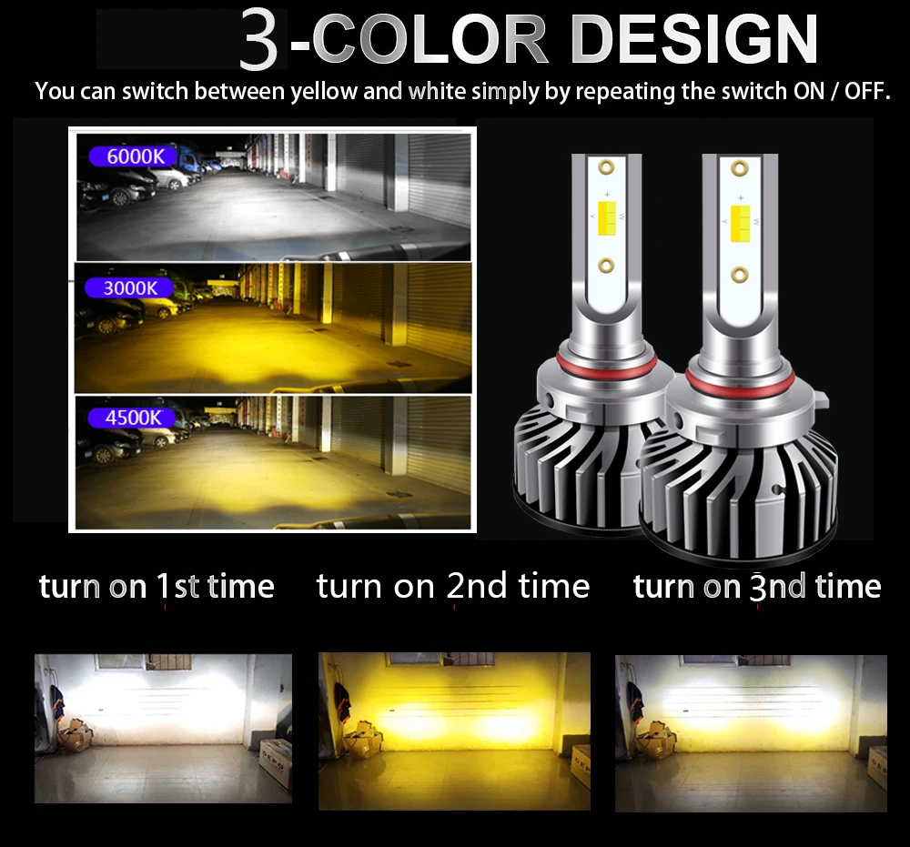2 шт. Автомобильные светодиодные лампы H4 светодиодный H7 H11 9005 HB3 3000 6000K 4500K 880 K 881