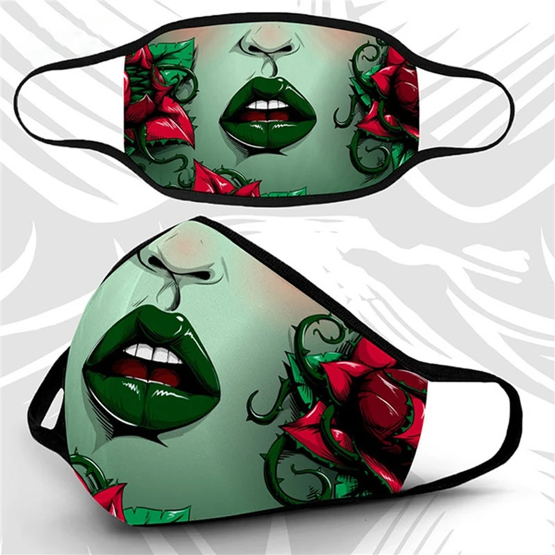 

Adult Winter Masks 1Pc Unisex Printed Interesting Personality Hanging Ear Mask Dust-proof Creative Multi Patterns Fashion Mask