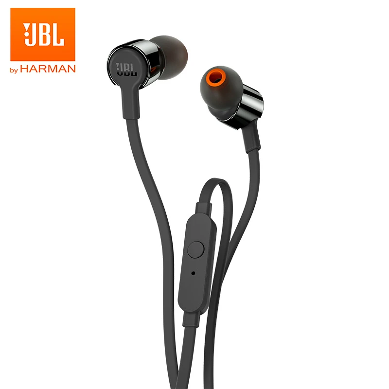 JBL T210 3,5 мм проводные наушники стерео бас Музыка спортивная Гарнитура 1 кнопка дистанционного вызова с микрофоном для iPhone/Xiaomi/huawei