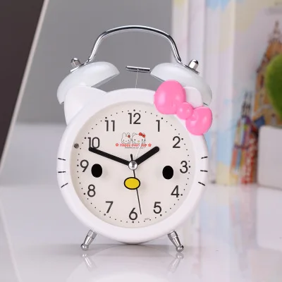 2 3 дюймов мультфильм рисунок «Hello Kitty» пары Колокольчик металлический немой подсветкой будильник для студента, детская одежда с «hello kitty» Часы с котами - Цвет: 2