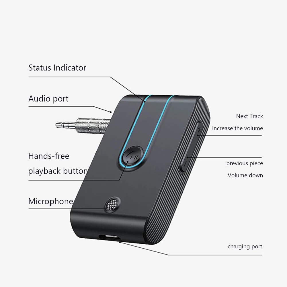 

Aux Car Wireless Audio Receiver Auto Bluetooth-Compatible Car Kit Adapter Handsfree Speaker With Microphone Stereo Music