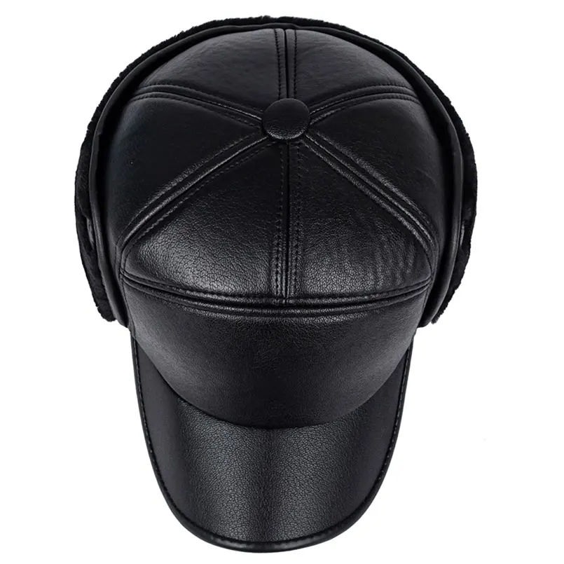 Мужские зимние бейсболки из ПУ кожи мужские защитные меховые шапки бомберы