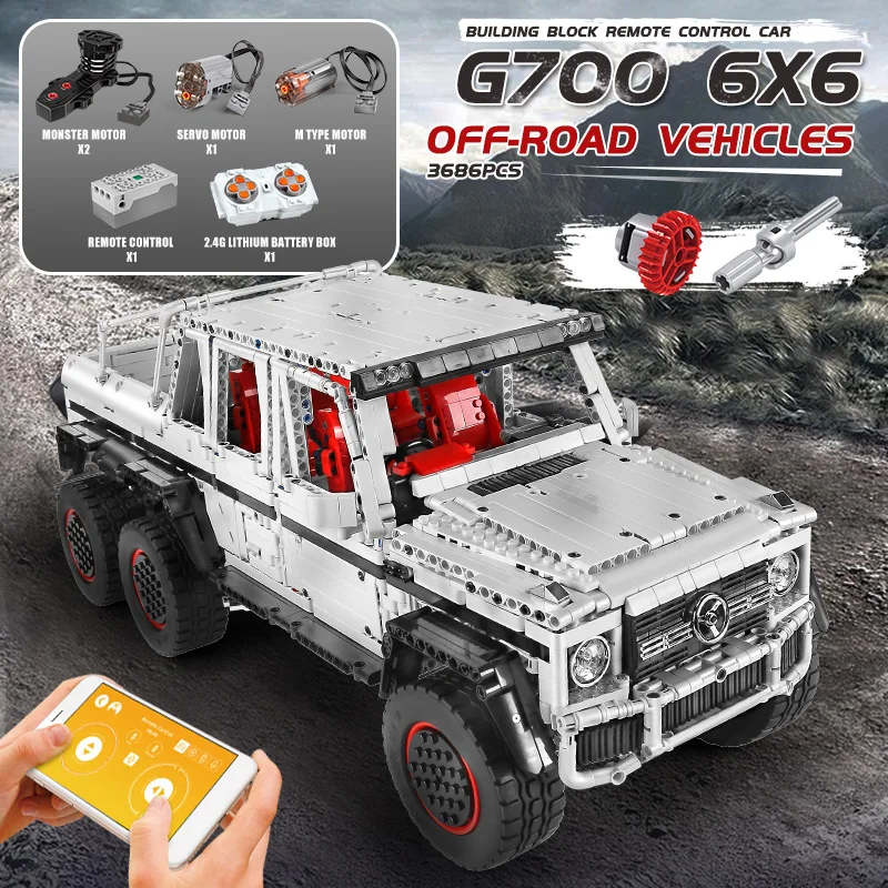 

MOULD KING 13061 Technical Series The MOC RC Motorized G63 6x6 1:10 Car Model Building Blocks Bricks DIY Toys Birthday Gifts