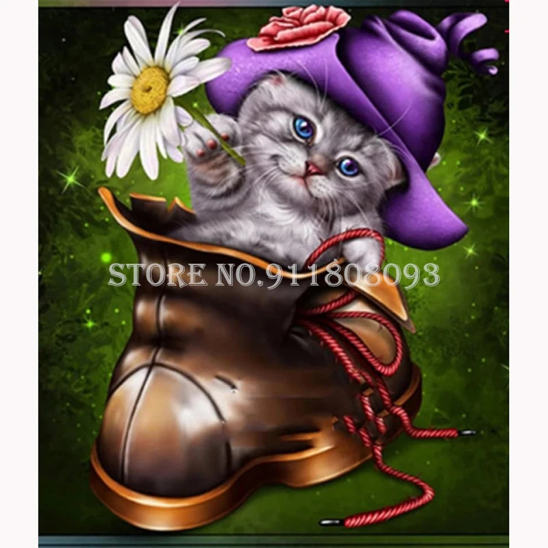 

Diamond Embroidery Full Square/Round Rhinestones Animal Magic Cat Diamond Painting Cross Stitch Handmade Craft Gift Home Decor