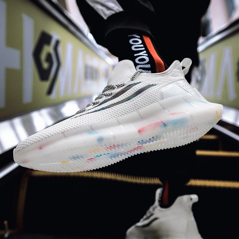 Мужская спортивная обувь дышащие удобные легкие кроссовки из ткани повседневные