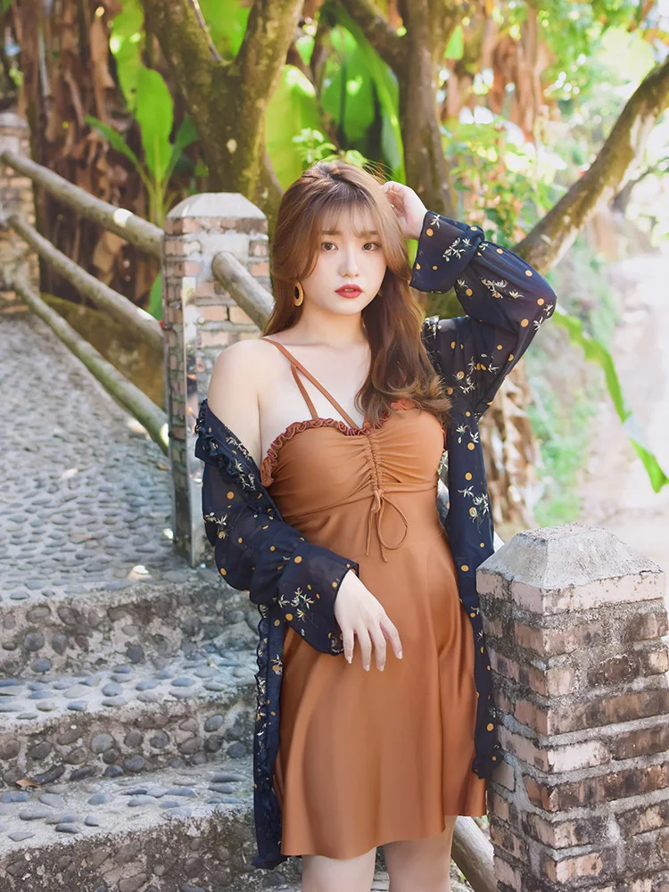 

Rhyme Lady 2020 Newest Women Swimming Skirt Plus Size Swimsuit Batterfly Print Flouching Swimwear Big Chest Bathing Suits Swim