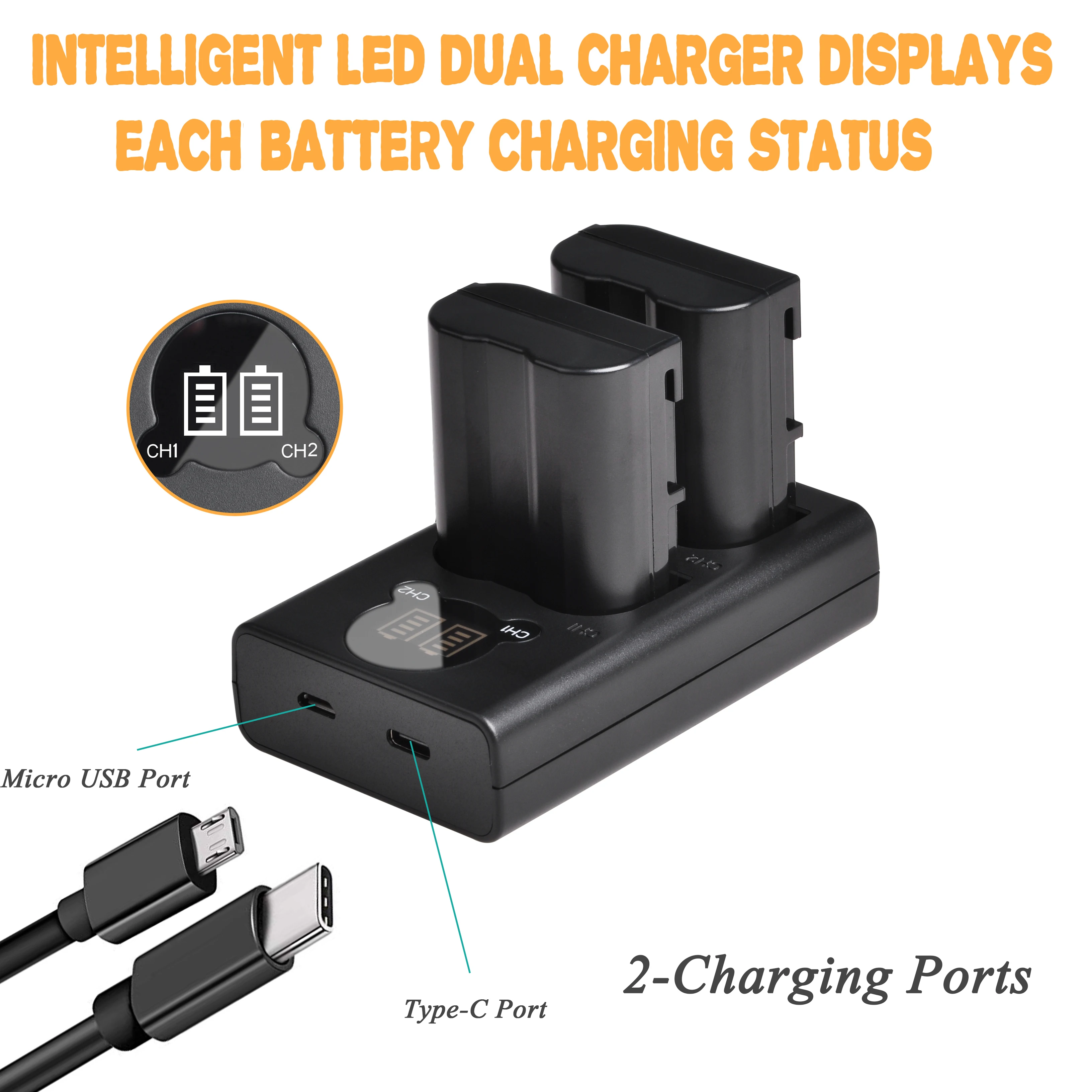 Аккумулятор для фотоаппарата и зарядное устройство USB со светодиодной