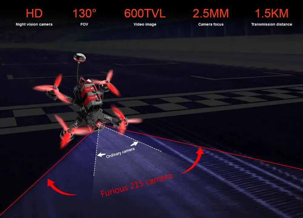 Квадрокоптер Walkera Furious 215 RC Racing Drone BNF (без передатчика) с камерой 600TVL и управлением