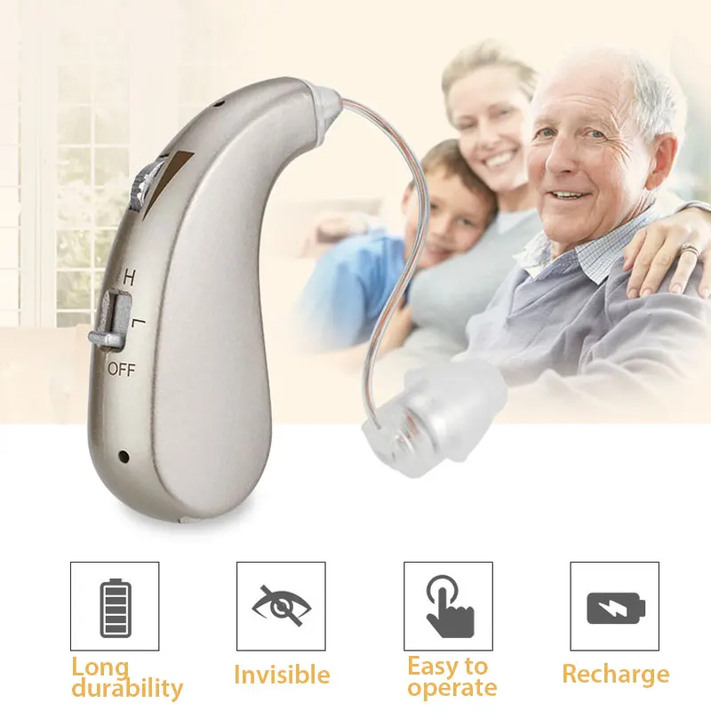 

1 Pair Digital Rechargeable Hearing Aid BTE Severe Loss Invisible Ear Aids High Power Amplifier Sound Enhancer For Elderly Deaf