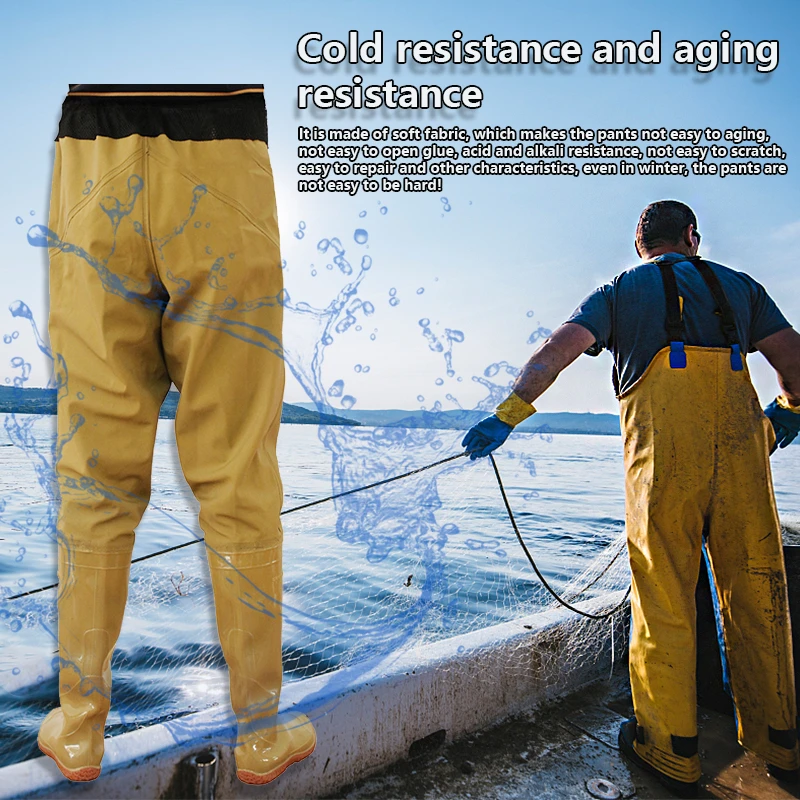 

Fly Fishing Waders Pants Waterproof Durable Breathable Waist Clothing Set with Non Slip Foot Stocking Shoes Boots