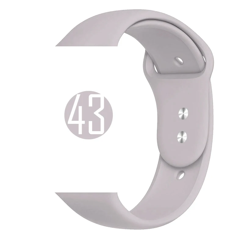 43 Цветной мягкий силиконовый спортивный ремешок для Apple Watch Series 5 4 3 2 1 38 мм 42 мм резиновый ремешок для часов iWatch 5 4 40 мм 44 мм - Цвет ремешка: 43