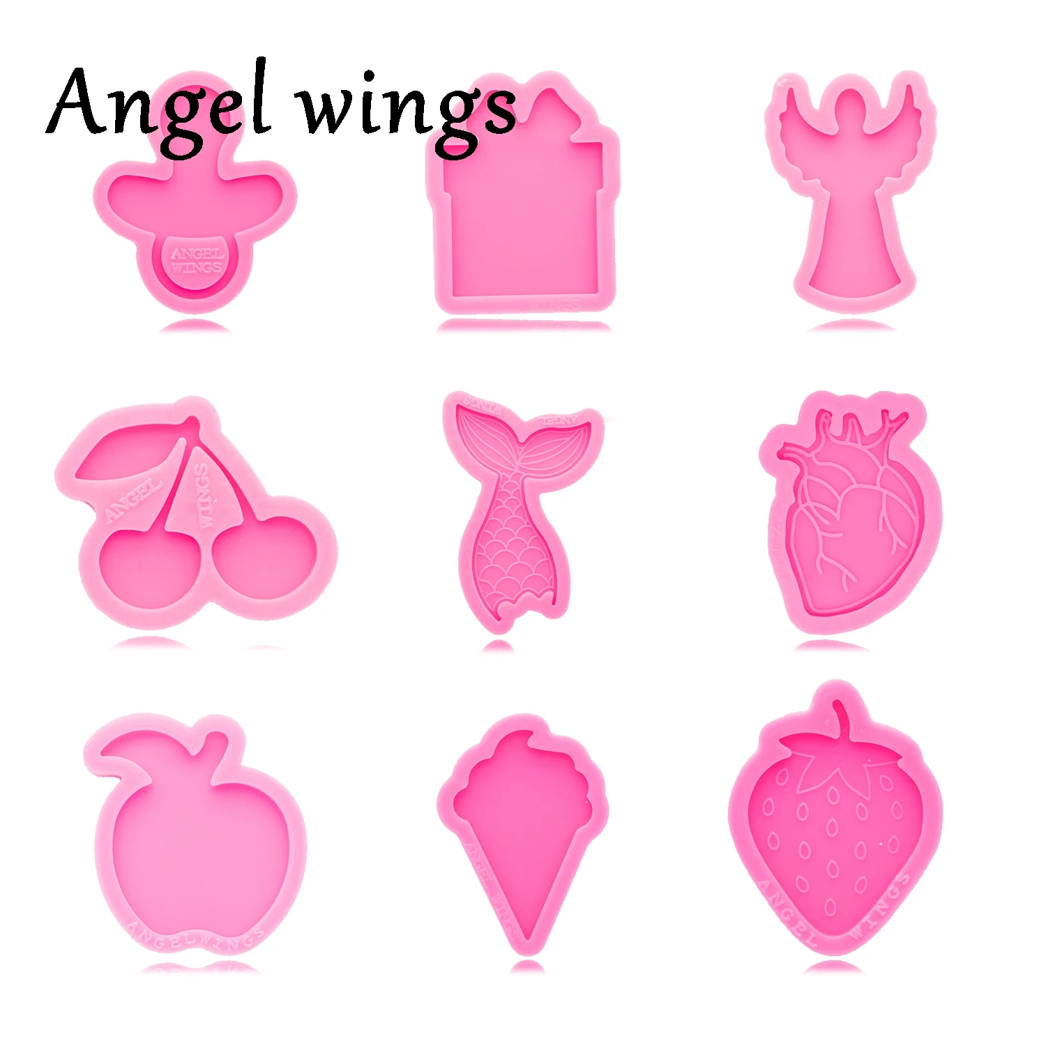 

DY0528 1.5inch Strawberry/Apple/Cherry/Ice Cream/Heart Phone Grip Mold Silicone Molds, To Make Badge Reel Crafts with Epoxy