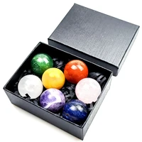 7pcs 25mm round natural stone beads healing crystals chakra ball round sphere gemstone for diy necklace jewelry making