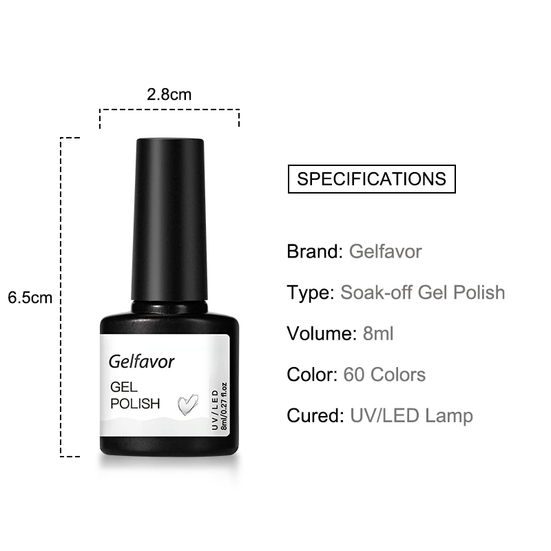 

Gelfavor Gel Polish Nail 2PC Set of Manicure Semi Permanant Glitter Sequins Nail Gel Soak off UV LED Base Top Nail Gel Varnishes