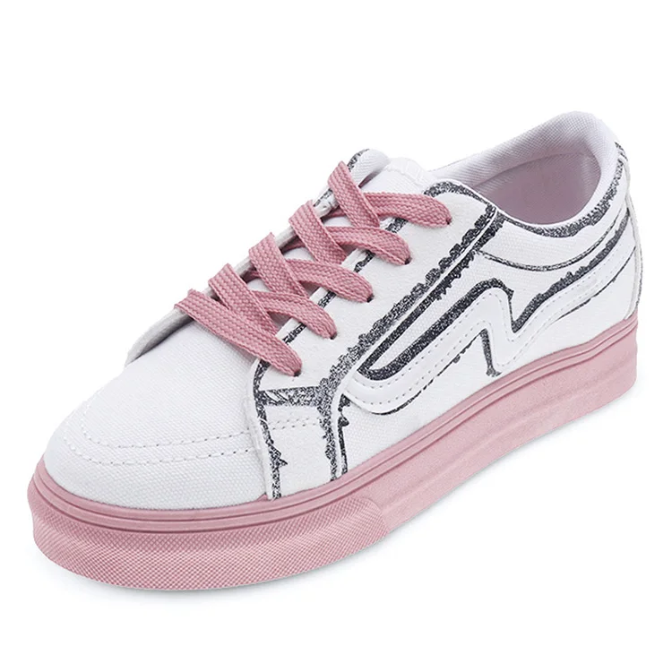 Сезон весна-осень женские кроссовки из вулканизированной ткани на платформе