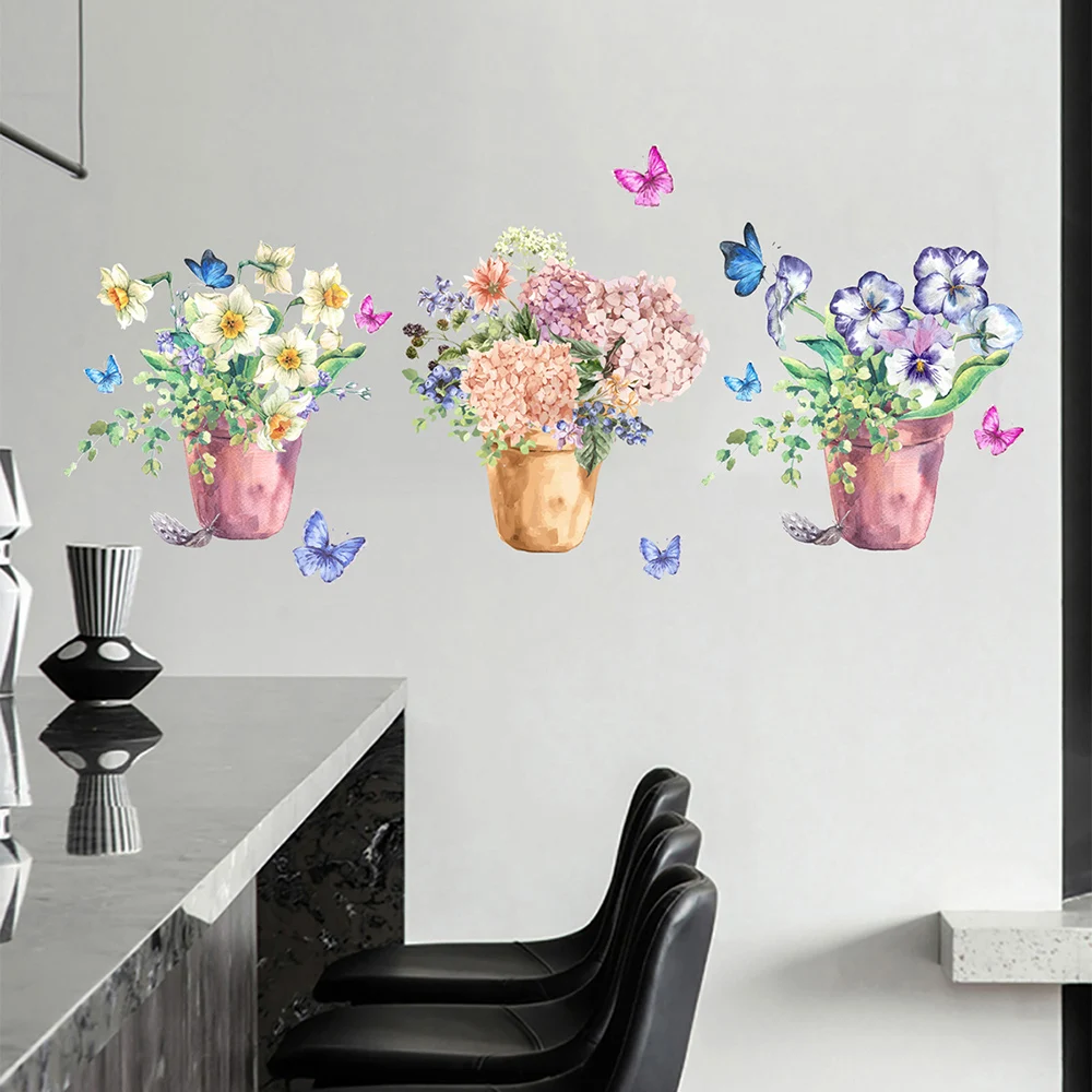 

Flower Plant Pot PVC Home Room Decor Wall Decal Sticker Bedroom Removable Mural For Walls, Doors, Windows, Closets,