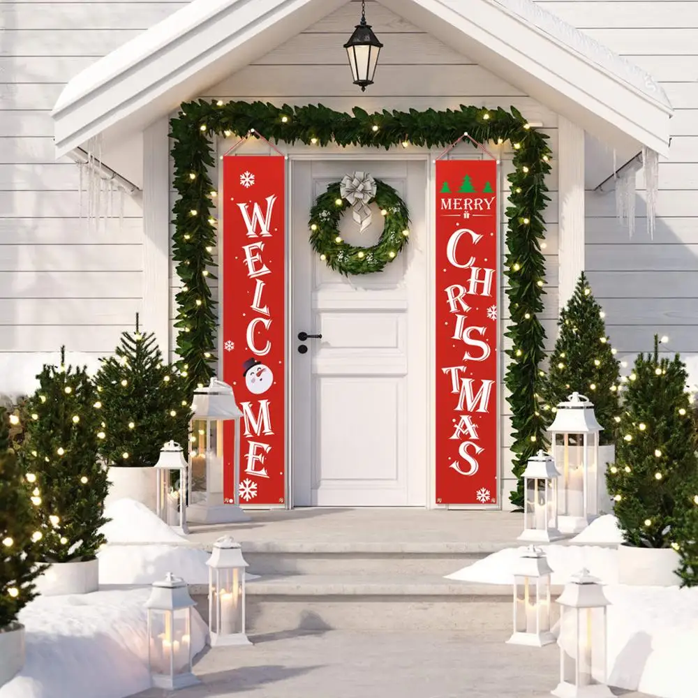 Huiran 2019 с изображением двери оформленной в рождественском стиле Шторы