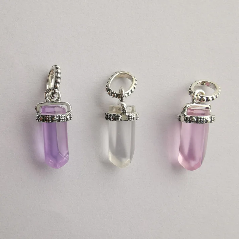 

Valentine's Day Purple Pink White Amulet Pendant Charms 925 Sterling Silver Charm Fit Bead Bracelet Gift DIY For Women Jewelry