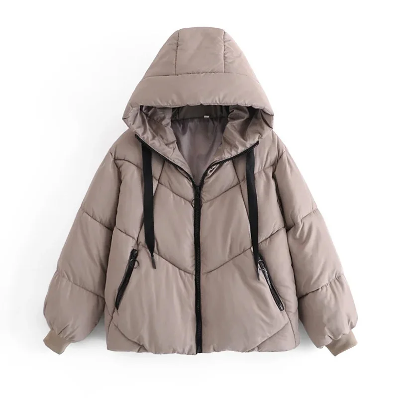 

Za Jacket Woman 2020 Thick Warm Winter Zipper Hooded Jacket Parka Long Sleeve Pockets Outerwear Tops Women clothing